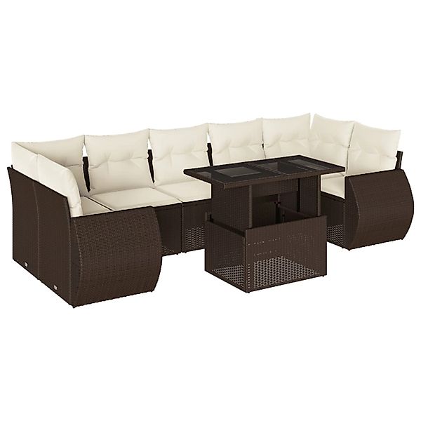 vidaXL 8-Tlg Garten-Sofagarnitur mit Kissen Braun Poly Rattan 3268413 günstig online kaufen
