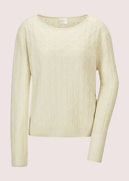 MADELEINE Longpullover "Strickpullover Eleganter Wollpullover mit Zopfmuste günstig online kaufen