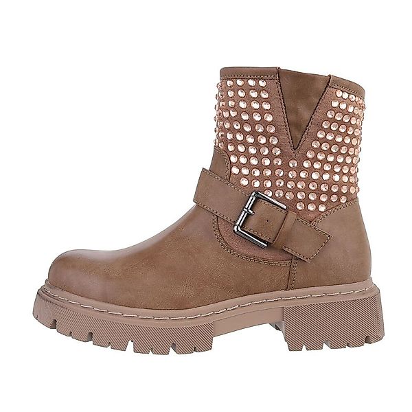 Ital-Design Damen Bikerschuhe Biker Westernstiefelette Blockabsatz günstig online kaufen