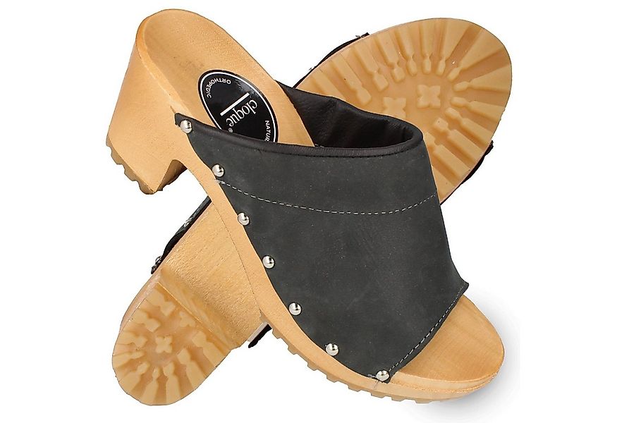 Cloque Bodajk Offener Damen Leder Clogs mit Absatz, Holzsohle Clog (1 Paar) günstig online kaufen