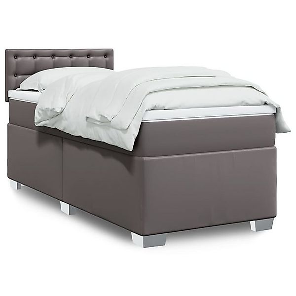 vidaXL Boxspringbett, Boxspringbett mit Matratze Grau 80x200 cm Kunstleder günstig online kaufen