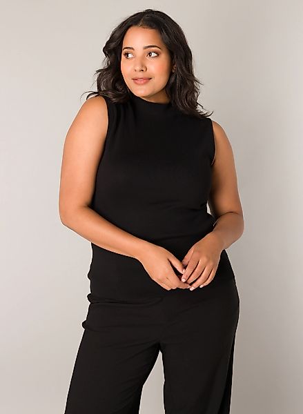 Base Level Curvy Ripptanktop mit hochgeschlossenem Kragen, ärmellos günstig online kaufen