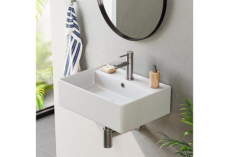 HOROW Waschbecken Rechteckig hängewaschbecken oder Aufsatzwaschbecken 55/45 günstig online kaufen