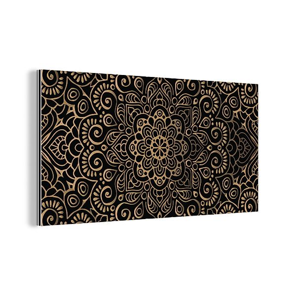 MuchoWow Metallbild Goldenes Muster auf schwarzem günstig online kaufen