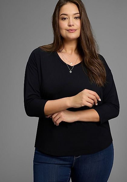 Laura Scott CURVE 3/4-Arm-Shirt mit V-Ausschnitt und lockerer Passform – GR günstig online kaufen