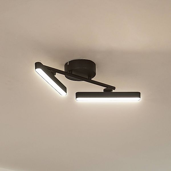 Lindby LED-Deckenleuchte Eldrin, 2-flg., schwarz,Lichtleiste günstig online kaufen