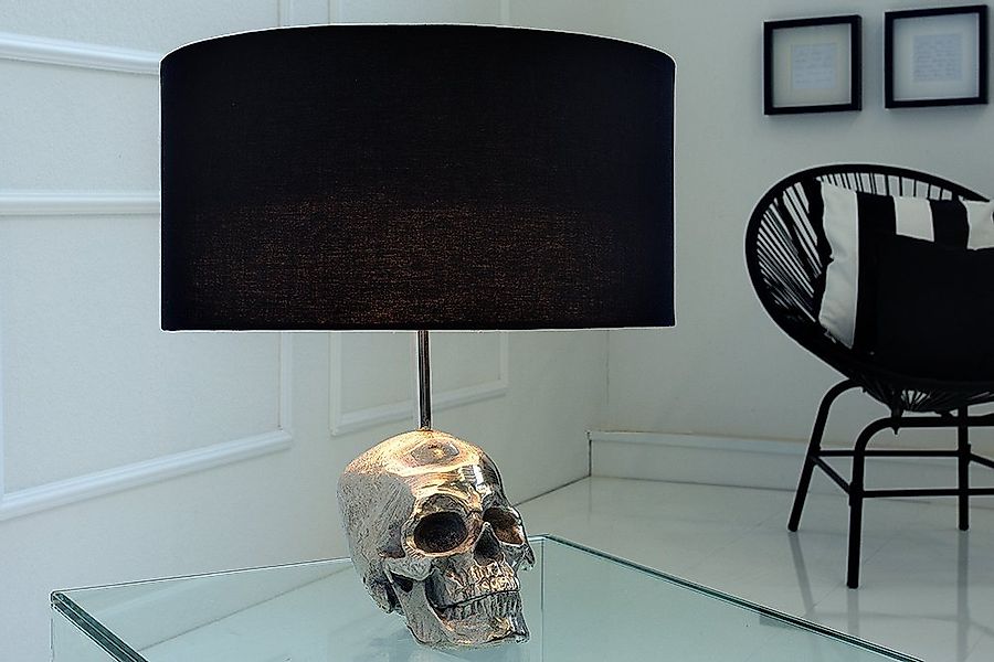 riess-ambiente Tischleuchte SKULL 44cm schwarz / silber, ohne Leuchtmittel, günstig online kaufen