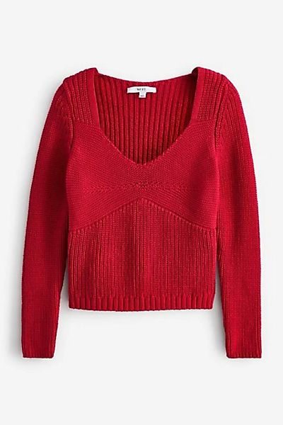 Next V-Ausschnitt-Pullover Pullover mit Herzausschnitt mit Korsettdetail (1 günstig online kaufen