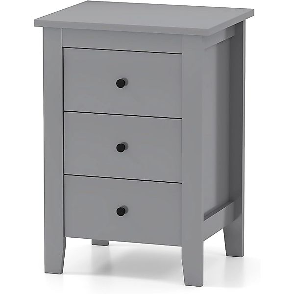 Costway Nachttisch mit 3 Schubladen 46 x 37 x 65 cm Grau günstig online kaufen