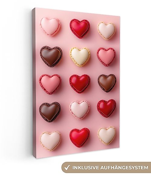 OneMillionCanvasses® Leinwandbild Makronen - Herzen - günstig online kaufen