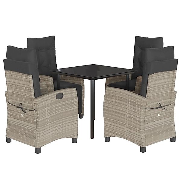 vidaXL 5-Tlg Garten-Essgruppe mit Kissen Hellgrau Poly Rattan 3212854 günstig online kaufen