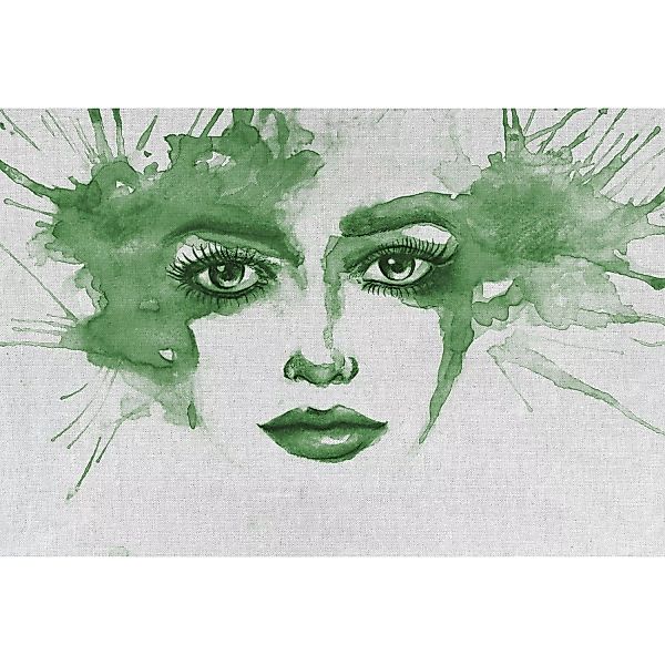 Fototapete Aquarell Gesicht Grün Weiß 4,00 m x 2,70 m FSC® günstig online kaufen