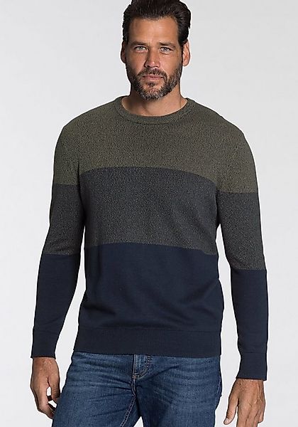 Man's World Rundhalspullover Bis Größe 5 XL mit Blockstreifen günstig online kaufen