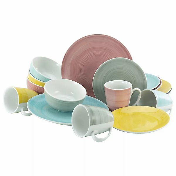 CreaTable Kombiservice »Geschirr-Set Pastello«, (Set, 16 tlg., Kaffeeservic günstig online kaufen