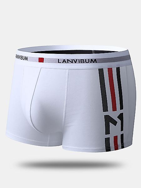 Herren gestreifte Baumwolle Boxer Slips Bequeme U Pouch Mid Waist Unterwäsc günstig online kaufen