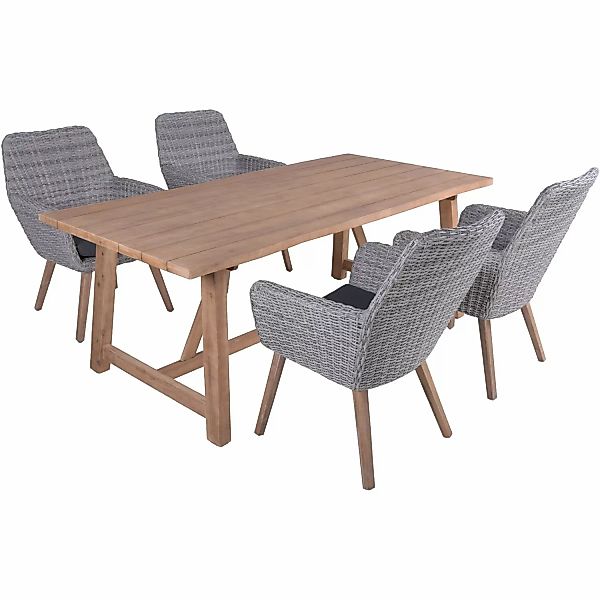 Garden Pleasure Gartenmöbel-Set Oakland/Rapallo 5-teilig Grau-Braun FSC® günstig online kaufen