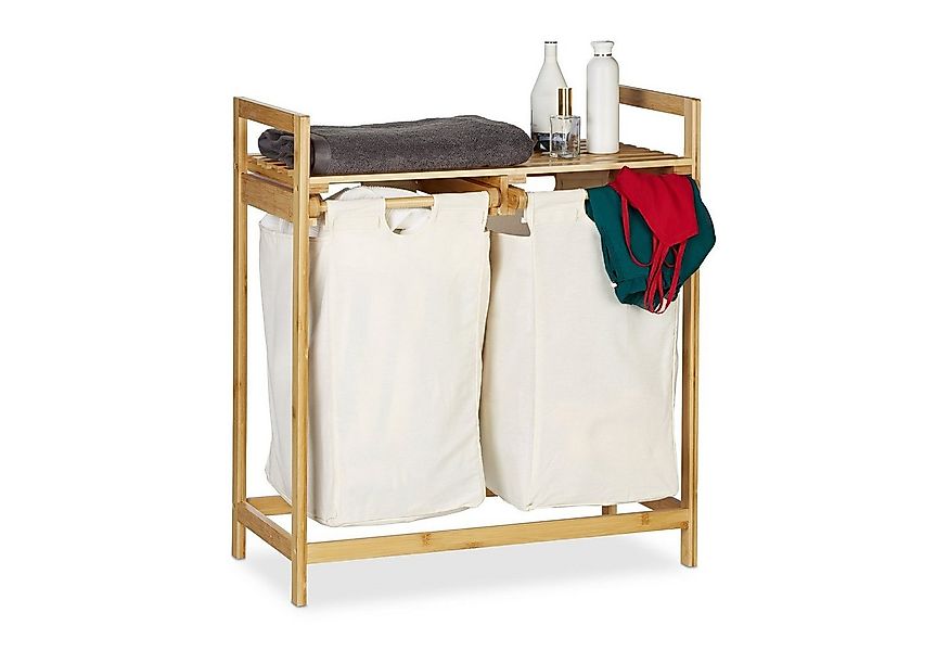 relaxdays Wäschekorb Bambus 2 Fäch günstig online kaufen