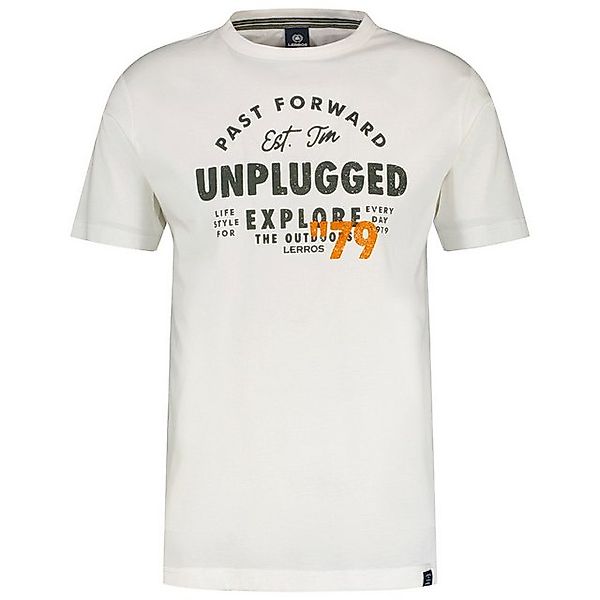 LERROS Rundhalsshirt Lerros XXL T-Shirt offwhite Frontprint UNPLUGGED günstig online kaufen