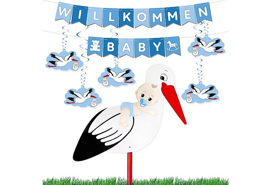 BRUBAKER Girlande Willkommen Baby Girlande + Großer Storch aus Holz für Jun günstig online kaufen