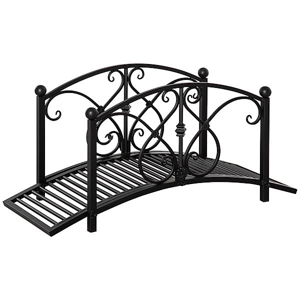 Outsunny Gartenbrücke aus Metall, Gartendekoration mit seitlichen Geländern günstig online kaufen