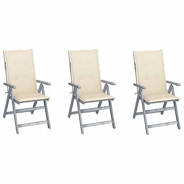 Verstellbare Gartenstühle 3 Stk. Mit Auflagen Massivholz Akazie günstig online kaufen