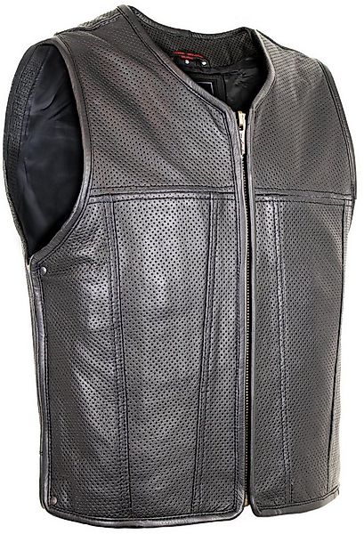 MDM Lederweste Herren Lederweste Biker Leder Kutte perforiert mit Reißversc günstig online kaufen