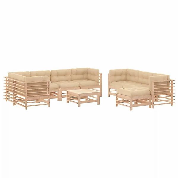 vidaXL 10-tlg Garten-Lounge-Set mit Kissen Massivholz Modell 3 günstig online kaufen