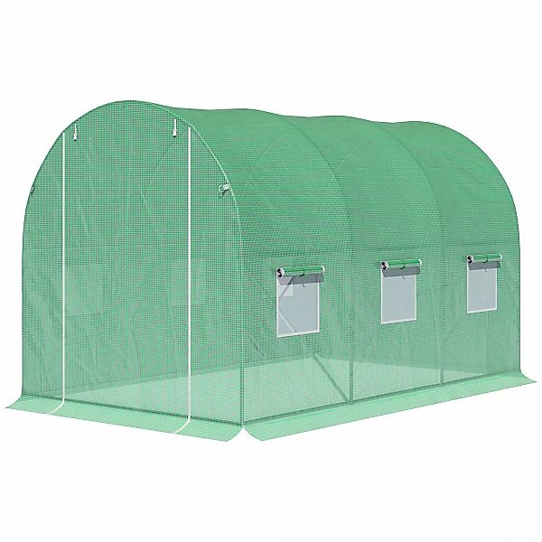 Outsunny Gewächshaus Tunnel Gartenfläche 6 m² 3L x 2B x 2H m Verstärkter Ro günstig online kaufen