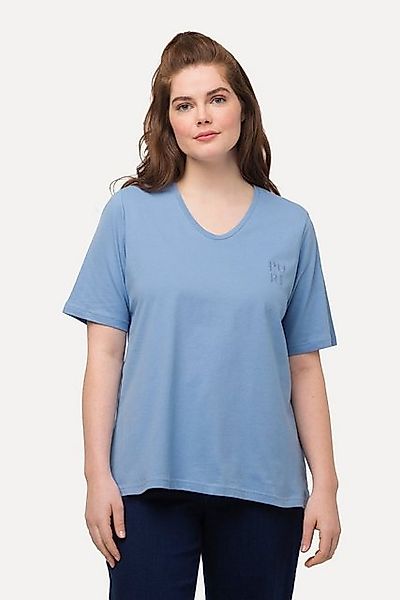 Ulla Popken T-Shirt T-Shirt PURE V-Ausschnitt Halbarm Biobaumwolle günstig online kaufen