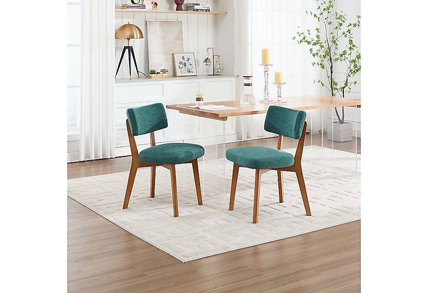 MODFU 4-Fußstuhl 2er-Set, gepolsterter Stoffsitz & Massivholzbeine (Esszimm günstig online kaufen