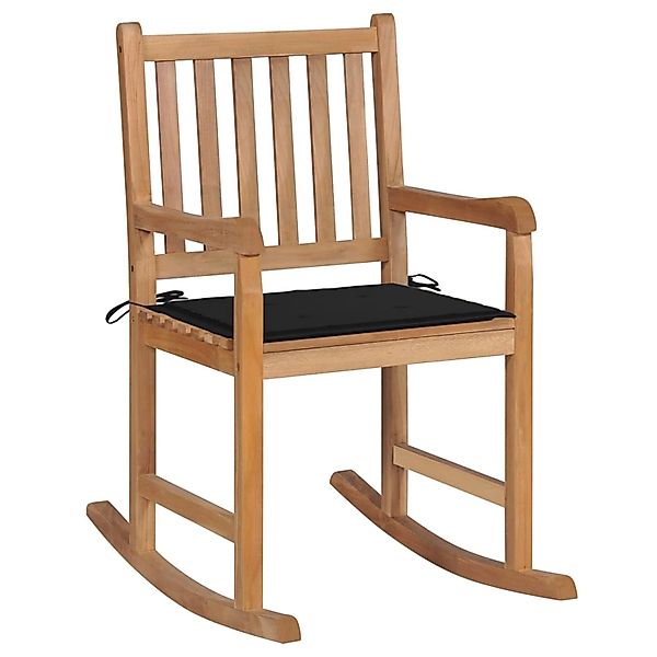 vidaXL Schaukelstuhl mit Schwarzem Kissen Massivholz Teak Modell 1 günstig online kaufen