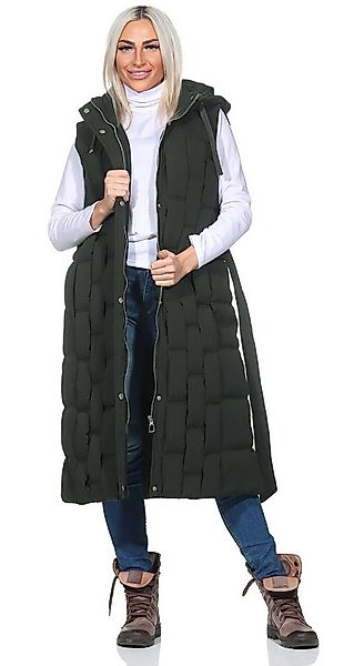 Aurela Damenmode Longweste Damen Steppweste mit Schlaufen-Steppung abnehmba günstig online kaufen