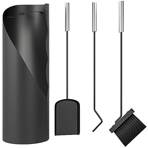 Outsunny Kaminbesteck Set 4-teilig Kaminzubehör mit Besen, Schaufel, Schürh günstig online kaufen