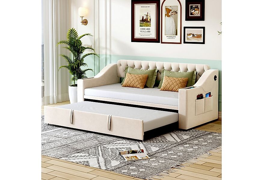 STILVORA Schlafsofa Polsterbett 90×200+180×190 Jugendbett mit USB,Tagesbett günstig online kaufen