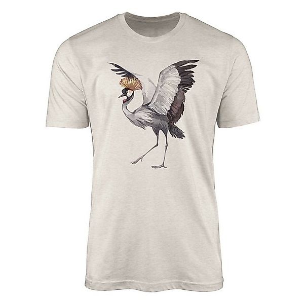 Sinus Art T-Shirt Herren Shirt Organic T-Shirt Aquarell Motiv Kranich Bio-B günstig online kaufen