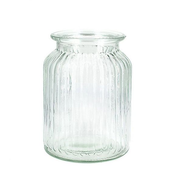 Creativery Windlicht, Windlicht Glas gerillt 11x14,5cm 1 Stück Klar transpa günstig online kaufen