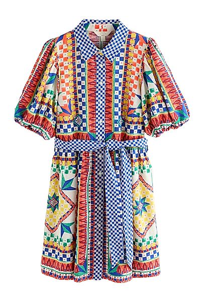Next Minikleid Mini-Hemdblusenkleid, Bindegürtel und Puffärmeln günstig online kaufen