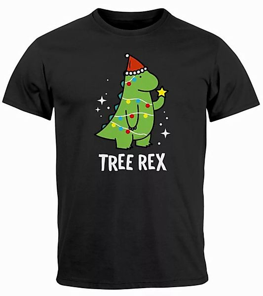 MoonWorks Print-Shirt Herren T-Shirt Weihnachten Lusitg Tree Rex Dino XMAS günstig online kaufen