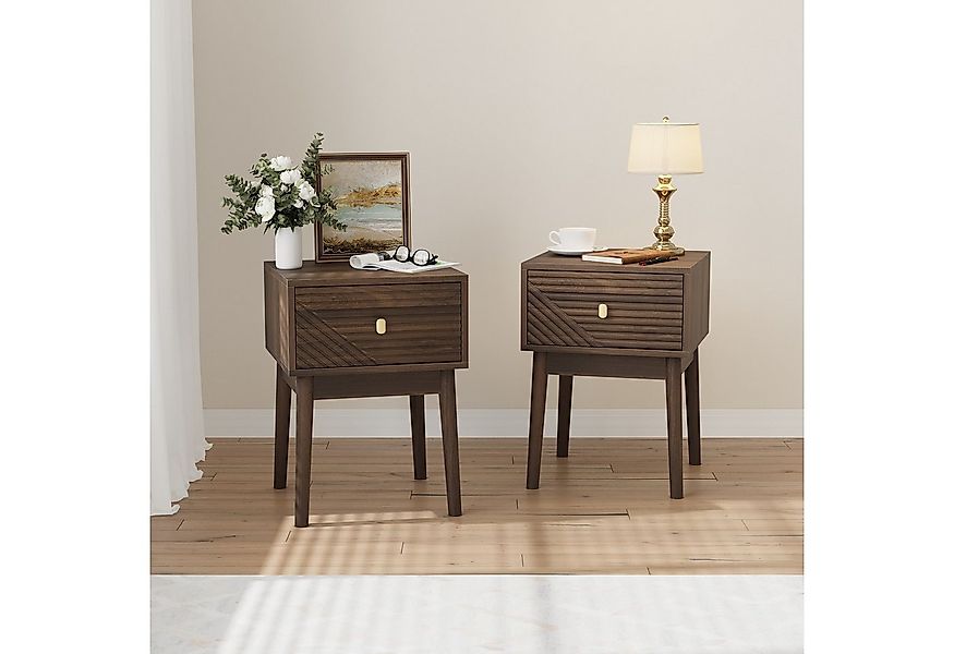 REDOM Nachttisch Kommode,Nightstand (Mid-Century Modern Nussbaum Nachttisch günstig online kaufen