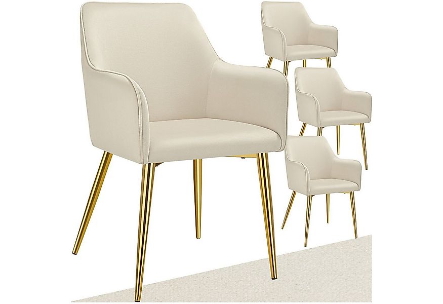 tectake Esszimmerstuhl Armlehnstuhl Avane, Samtoptik, gepolstert (Set, 4 St günstig online kaufen