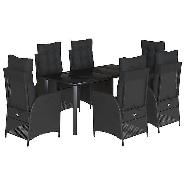 vidaXL 7-Tlg Garten-Essgruppe mit Kissen Schwarz Poly Rattan 3213189 günstig online kaufen