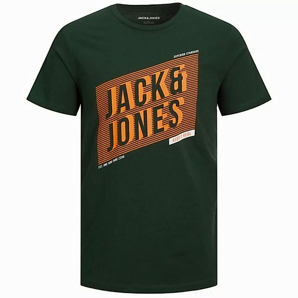 Jack & Jones Rundhalsshirt Jack&Jones T-Shirt Übergröße grün Frontprint JJN günstig online kaufen