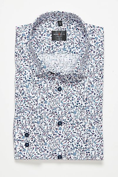 MARVELIS Langarmhemd New York Kentkragen, floraler Print, body fit günstig online kaufen