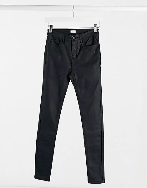Pimkie – Beschichtete, enge Jeans in Schwarz günstig online kaufen