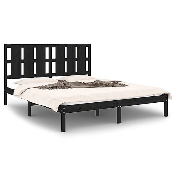 vidaXL Bettgestell Massivholzbett Schwarz 150x200 cm 5FT King Size Bett Bet günstig online kaufen