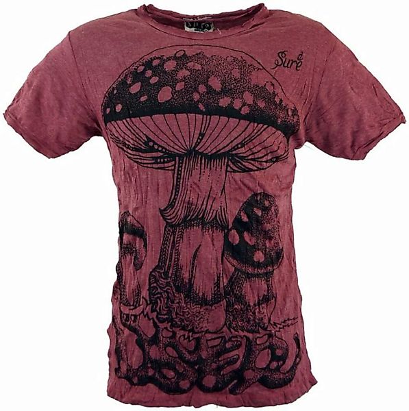 Guru-Shop T-Shirt Sure Herren T-Shirt Fliegenpilz - bordeaux Goa Style, Fes günstig online kaufen
