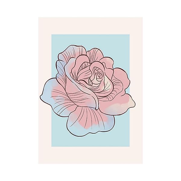 Komar Poster Rose Rosa und Blau 50 x 70 cm 610103 günstig online kaufen