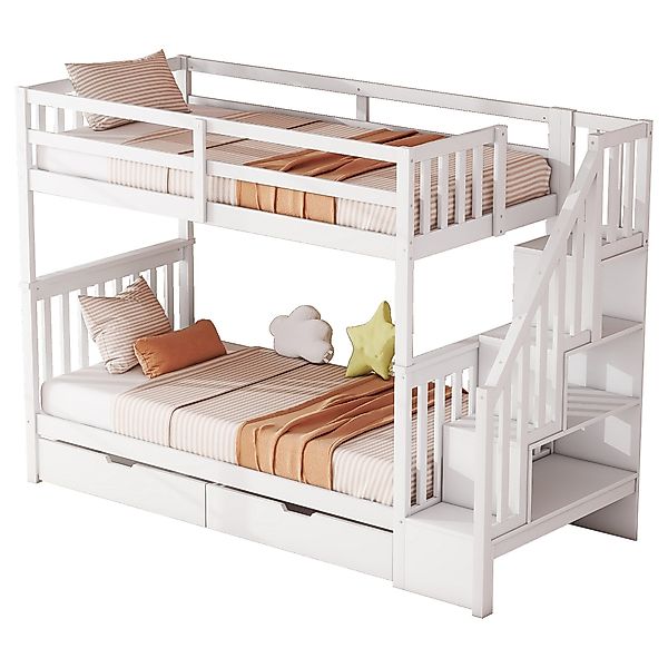 Ulife Etagenbett Kinderbett Jugendbett mit Treppenregal, günstig online kaufen