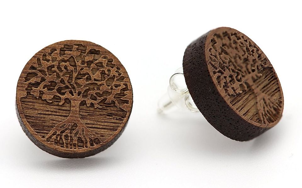 NaturSchatulle Paar Ohrstecker 3D Gravuren (Lebensbaum, Anker, Herz uvm., H günstig online kaufen