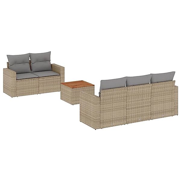 vidaXL 6-Tlg Garten-Sofagarnitur mit Kissen Beige Poly Rattan 3224008 günstig online kaufen